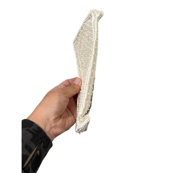 Vintage Bags By Dormar Japan Cream Floral Beaded Zipper Pouch Evening - Picture 4 of 9